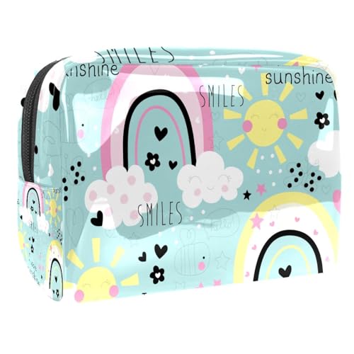 Niedliches Regenbogen-Sonnenschein-Wolken-Muster Schminkpinsel Beauty Bag Organizer Kosmetiktasche von VERED