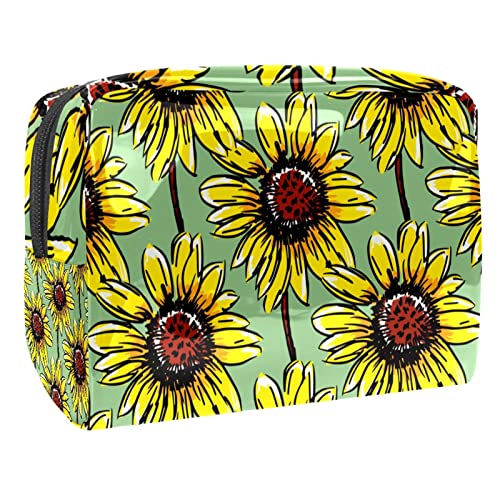 Sonnenblumen Muster Blüte Reise-Makeup-Tasche Kosmetiktasche für Frauen und Mädchen von VERED