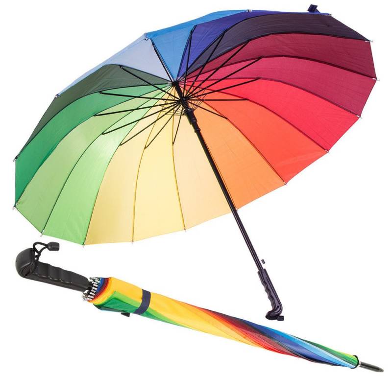 VERK GROUP Stockregenschirm XXL Regenschirm Regenbogen Schirm Stockschirm Partnerschirm sturmsiche von VERK GROUP