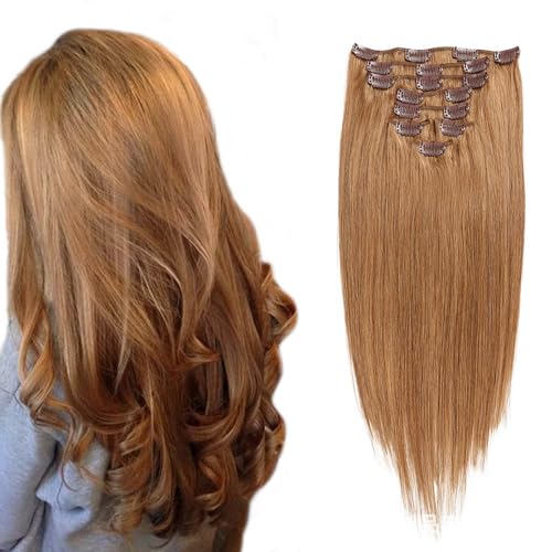 Clip-in-haarverlängerungen, 8 Stück, Lange, Gerade Clip-in-extensions Für Den Ganzen Kopf, Nahtlose Clip-in-echthaarverlängerung Für Frauen von VERMIS