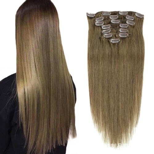 Clip-in-haarverlängerungen, 8 Stück, Lange, Gerade Clip-in-extensions Für Den Ganzen Kopf, Nahtlose Clip-in-echthaarverlängerung Für Frauen von VERMIS