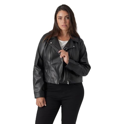 VERO MODA CURVE Damen VMCBELLAANNA Short Coated JKT CUR NOOS PU Jacke, Black, 50 von VERO MODA CURVE