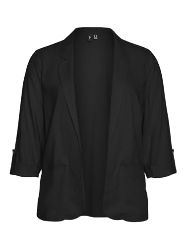 VERO MODA CURVE Damen VMCJESMILO 3/4 WVN GA NOOS CUR Blazer, Black, 46 von VERO MODA CURVE