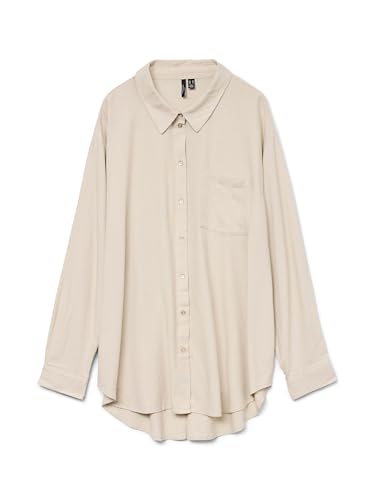 VERO MODA CURVE Damen VMCMYMILO LS Shirt WVN GA NOOS CUR Bluse, Silver Lining, 50 von VERO MODA CURVE