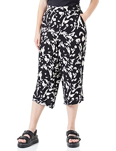 VERO MODA CURVE Damen VMEASY HW Culotte Pants R1 WVN GA CUR Hose, Black/AOP:Cila, 46 von VERO MODA CURVE