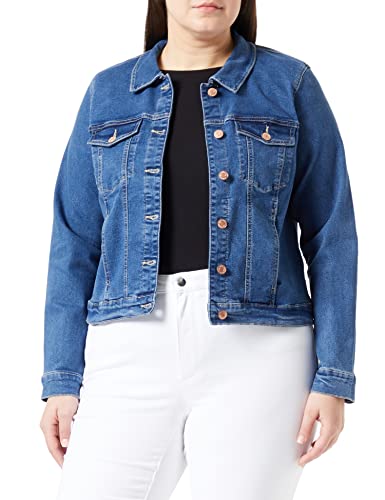 VERO MODA CURVE Damen VMRUNA LS Slim DNM JCK Mix GA CUR NOOS Jacke, Medium Blue Denim, 52 von VERO MODA CURVE