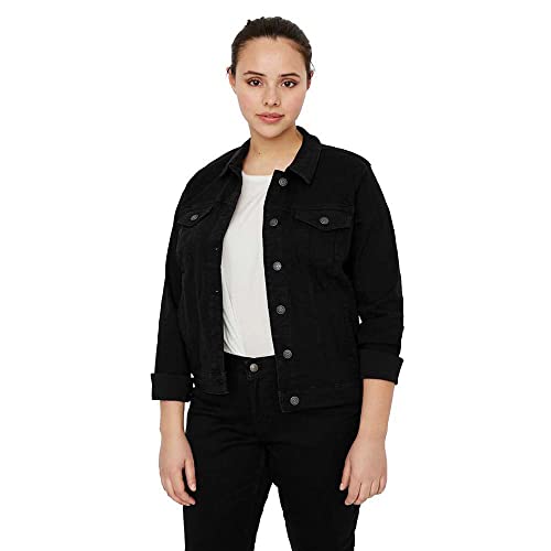 VERO MODA CURVE Damen VMRUNA LS Slim DNM JCK Mix GA CUR NOOS Jacke, Black, 44 von VERO MODA