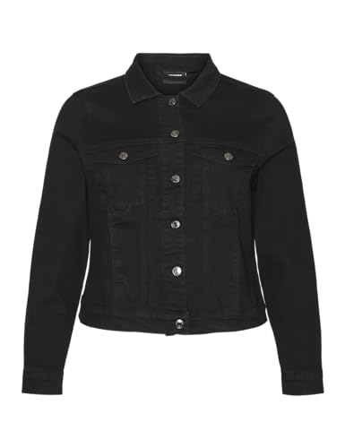 VERO MODA CURVE Damen VMRUNA LS Slim DNM JCK Mix GA CUR NOOS Jacke, Black, 46 von VERO MODA CURVE