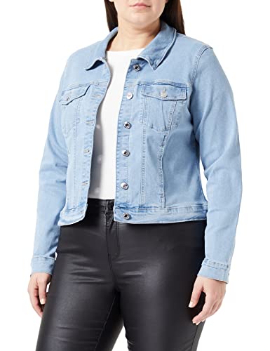 VERO MODA CURVE Damen VMRUNA LS Slim DNM JCK Mix GA CUR NOOS Jeansjacke, Light Blue Denim, 48 von VERO MODA