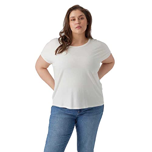 VERO MODA CURVE Damen Vmaya Plain Top Ga Noos Curve T Shirt, Snow White, M Große Größen EU von VERO MODA CURVE