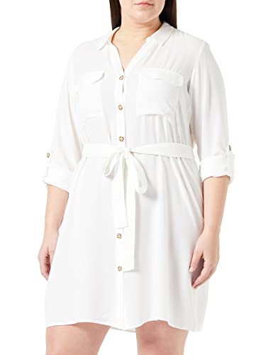 VERO MODA CURVE Damen Vmbumpy L/S Shirt Dress Wvn Curve Noos Hemdkleid, Snow White, 44 Große Größen EU von VERO MODA