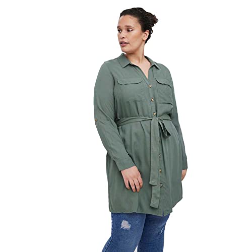 VERO MODA CURVE Damen Vmbumpy L/S Shirt Dress Wvn Curve Noos Kragen, Laurel Wreath, 50 Große Größen EU VERO MODA CURVE Damen Vmbumpy L/S Shirt Dress Wvn Curve Noos Kragen, Laurel Wreath, 50 Große Größen EU von VERO MODA CURVE