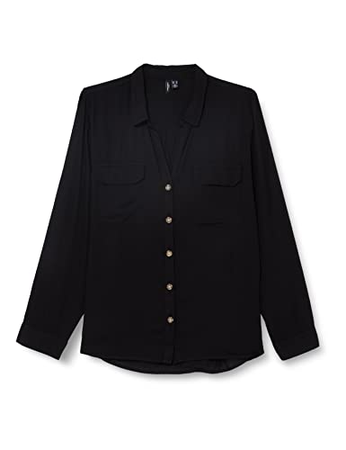 VERO MODA CURVE Damen Vmbumpy L/S Shirt New Curve Noos Bluse, Schwarz, 46 Große Größen EU von VERO MODA CURVE