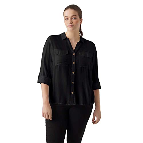 VERO MODA CURVE Damen Vmbumpy L/S Shirt New Curve Noos Bluse, Schwarz, 46 Große Größen EU von VERO MODA CURVE