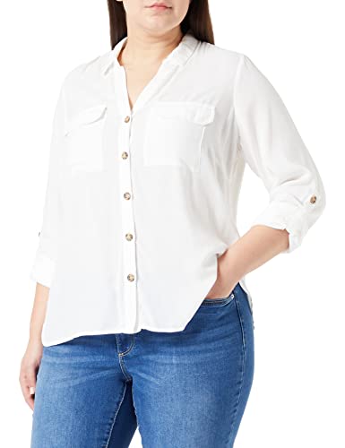 VERO MODA CURVE Damen Vmbumpy L/S Shirt New Curve Noos Bluse, Snow White, 44 Große Größen EU von VERO MODA CURVE