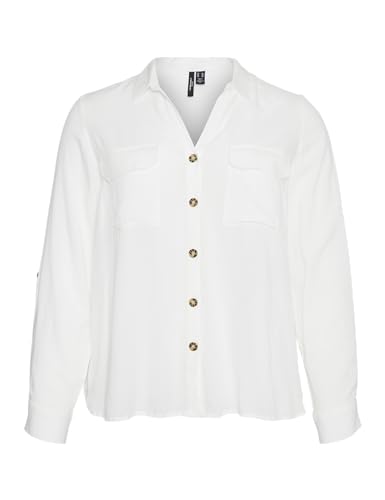 VERO MODA Curve Damen Vmbumpy L/S Shirt New Curve Noos Bluse, Snow White, 46 Große Größen EU von VERO MODA