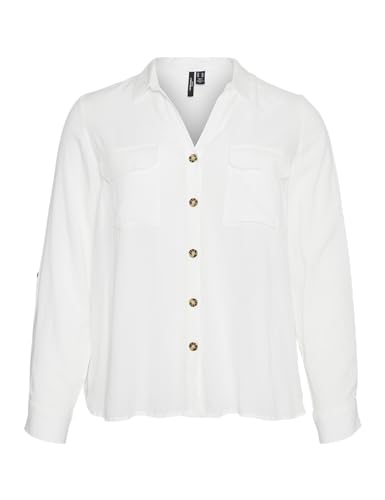 VERO MODA CURVE Damen Vmbumpy L/S Shirt New Curve Noos Bluse, Snow White, 46 Große Größen EU von VERO MODA CURVE