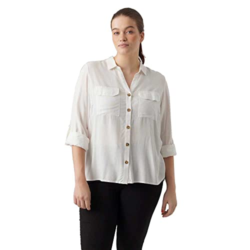 VERO MODA CURVE Damen Vmbumpy L/S Shirt New Curve Noos Bluse, Snow White, 48 Große Größen EU von VERO MODA