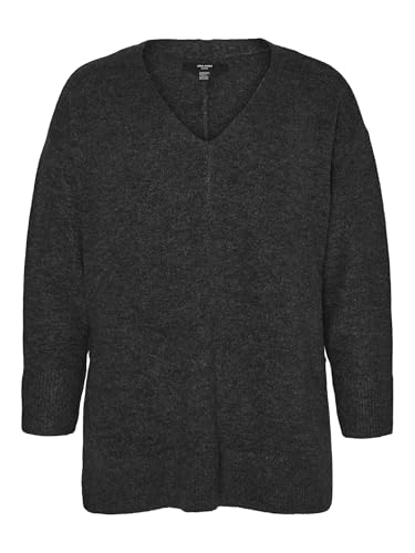 VERO MODA Curve Damen Vmcfiluca V-NCK Long Ga Cur Noos Pullover, Schwarz, 48-50 Große Größen EU von VERO MODA
