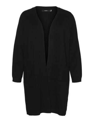 VERO MODA CURVE Damen Vmcsaba Ls Pocket Coatigan Ga Cur Noos Strickjacke, Schwarz, 42-44 Große Größen EU von VERO MODA CURVE