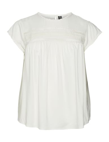 VERO MODA CURVE Damen Vmdebbie Pleat S/L Top Wvn Ga Curve Noos Bluse, Snow White, 44 Große Größen EU von VERO MODA CURVE