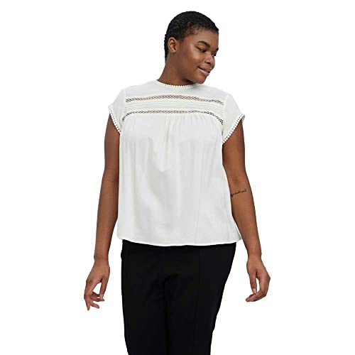 VERO MODA CURVE Damen Vmdebbie Pleat S/L Top Wvn Ga Curve Noos Bluse, Snow White, 46 Große Größen EU von VERO MODA CURVE