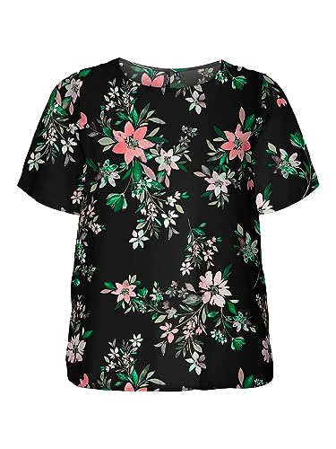 VERO MODA CURVE Damen Vmeasy R1 WVN Ga Cur Top, Black/AOP:tika, 46 Große Größen EU von VERO MODA CURVE