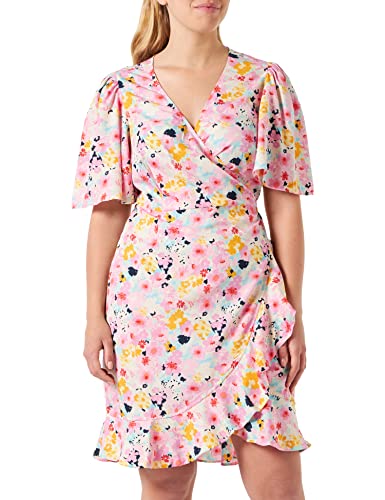 VERO MODA CURVE Damen Vmemma Henna Short Wrap Dress Cur Kleid, Birch/AOP:Navy Asta Flower, 50 Große Größen EU von VERO MODA CURVE