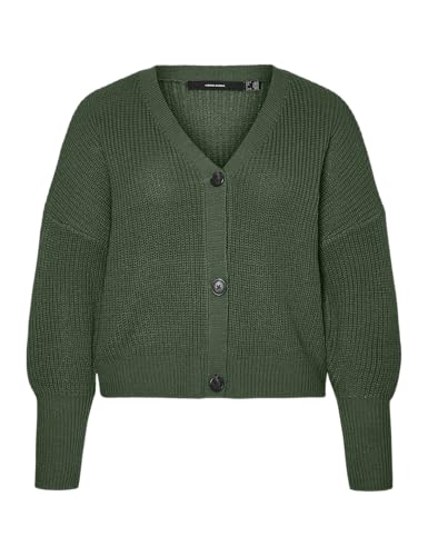 VERO MODA CURVE Damen Vmlea Ls V-Neck Cuff Cardigan Noos Cur Strickjacke, Black Forest, Medium von VERO MODA CURVE
