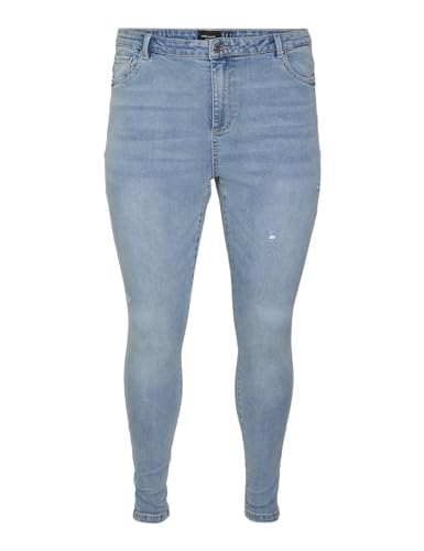 VERO MODA CURVE Damen Vmphia Hr Skinny Gu3162 Curve Noos Jeanshose, Light Blue Denim, 48W / 32L EU von VERO MODA CURVE