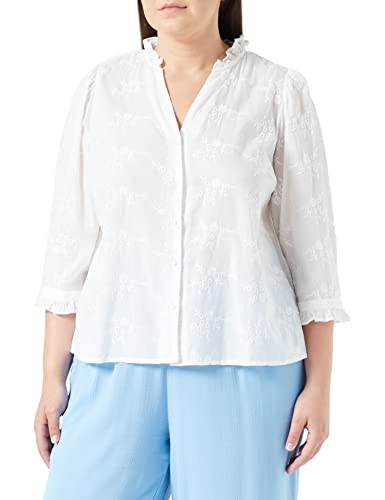 VERO MODA CURVE Damen Vmsala 3/4 Shirt Wvn Btq Cur, Snow White, 46 Große Größen von VERO MODA CURVE