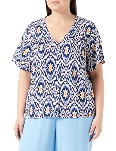 VERO MODA CURVE Damen Vmsifa S/S V-Neck Shirt WVN Btq Cur Top, Navy Blazer/AOP:sifa, 52 Große Größen EU VERO MODA CURVE Damen Vmsifa S/S V-Neck Shirt WVN Btq Cur Top, Navy Blazer/AOP:sifa, 52 Große Größen EU von VERO MODA CURVE