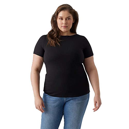 VERO MODA CURVE Damen Vmvanda Modal S/S Top Noos Curve T Shirt, Schwarz, L Große Größen EU von VERO MODA CURVE