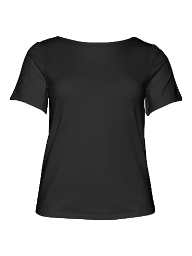 VERO MODA CURVE Damen Vmvanda Modal S/S Top Noos Curve T Shirt, Schwarz, XL Große Größen EU von VERO MODA