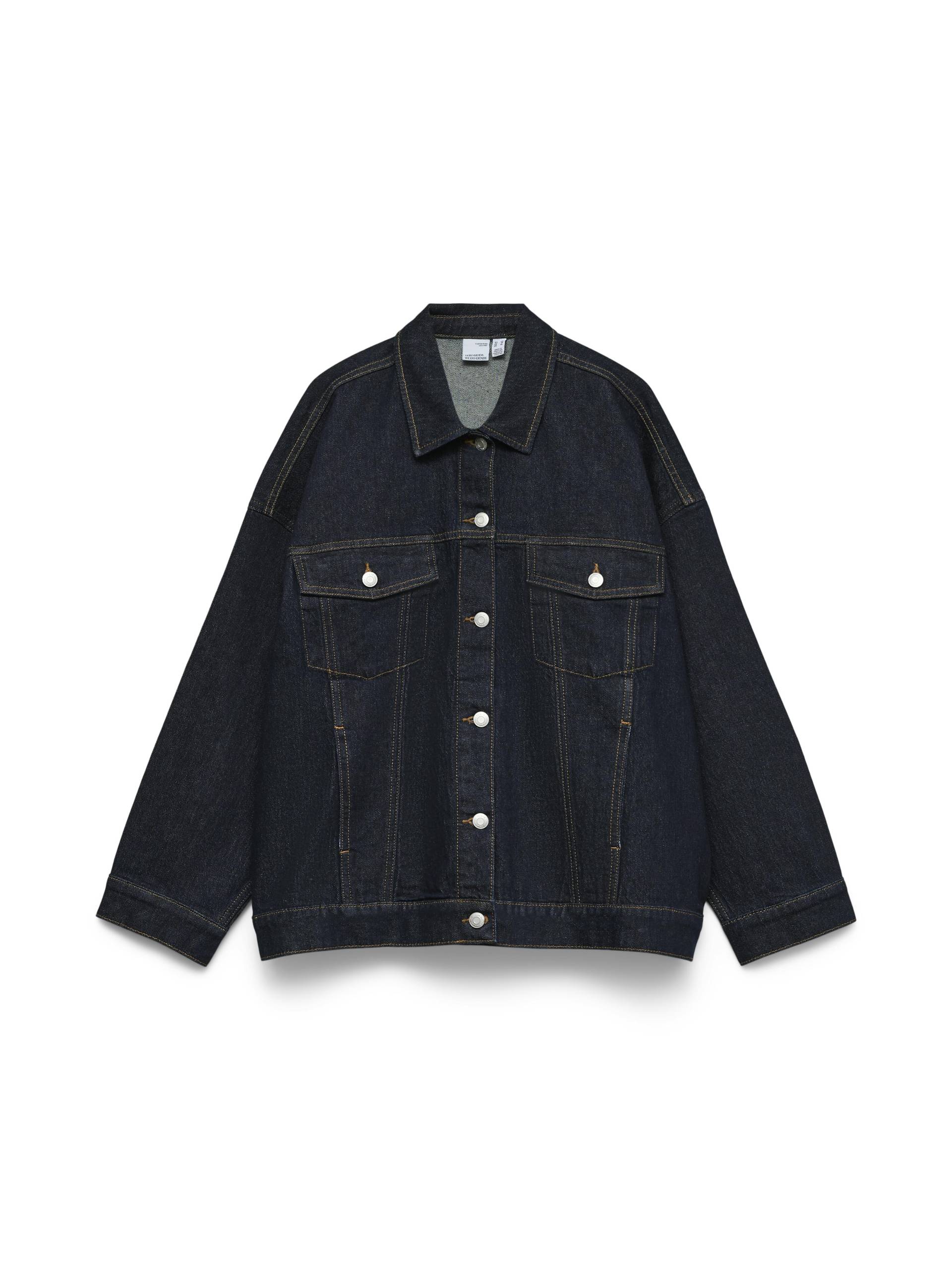 VERO MODA CURVE - VMCTESSA LS OVERSIZE DNM JACKET CUR WEH dark blue denim - Gr. - 44 von VERO MODA CURVE