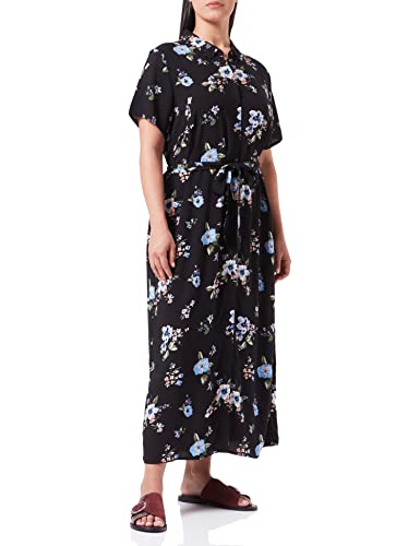 VERO MODA CURVE Women's VMEASY S/S Long Shirt WVN GA CUR Maxikleid, Black/AOP:Freya, 46 von VERO MODA CURVE