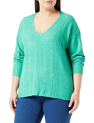 VERO MODA CURVE Women's VMINNIE LS V-Neck Pullover GA Boo Curve Strickpullover, Bright Green/Detail:Melange, L-48/50 von VERO MODA CURVE