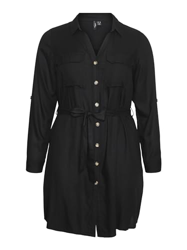 VERO MODA CURVE Damen Vmbumpy L/S Shirt Dress Wvn Curve Noos Kragen, Schwarz, 48 Große Größen EU von VERO MODA