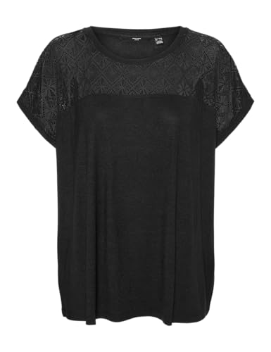 VERO MODA CURVE Damen Vmcanne O-Neck Lace JRS Noos Cur Top, Schwarz, 46-48 EU von VERO MODA CURVE