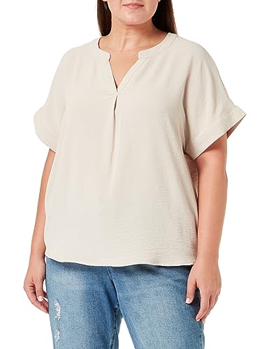 VERO MODA CURVE Damen Vmcinge Ss Top Ga Wvn Noos Cur, Pumice Stone, 48 Große Größen von VERO MODA