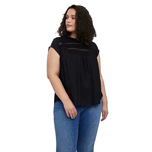 VERO MODA CURVE Damen Vmdebbie Pleat S/L Top Wvn Ga Curve Noos Bluse, Schwarz, 50 Große Größen EU von VERO MODA CURVE