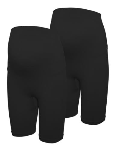 VERO MODA MATERNITY Damen Vmmisa Hw Seamless Biker Noos 2p Shorts, Black/Pack:Black, S-M EU von VERO MODA MATERNITY