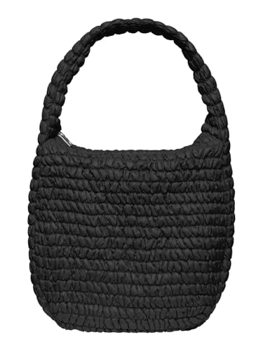 Schultertasche mit einzelnem Schultergurt aus Polyester. Gesteppte Details. 35 x 16 x 40 cm. (Schwarz, Einheitsgröße), Schwarz von VERO MODA