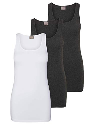 VERO MODA 10229554 VMMAXI My Soft Long Tank TOP GA 3P, 175683004BRIGHT White/Dark Grey Mel & D, M von VERO MODA