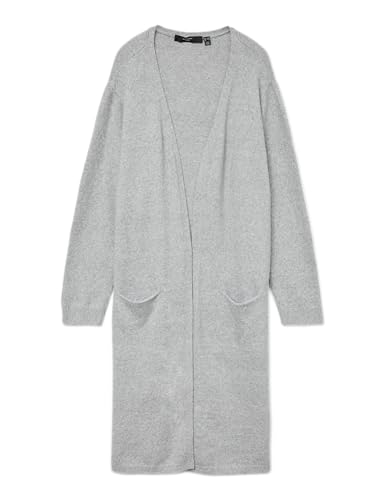 VERO MODA CURVE Damen VMDOFFY LS Long Open Cardi GA NOOS CUR Strickjacke, Light Grey Melange, 42-70 Größen von VERO MODA