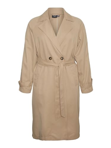 VERO MODA CURVE Damen VMLOU Long Curve Trenchcoat, Tannin, 48 von VERO MODA