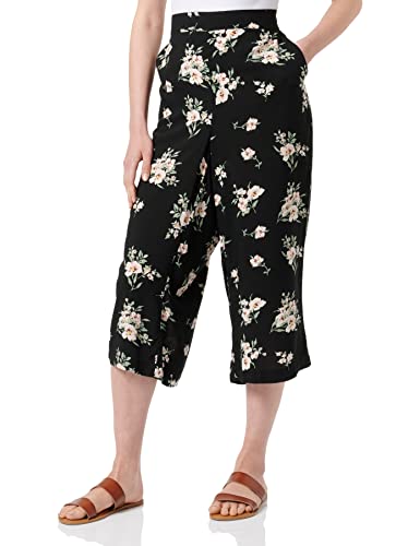 VERO MODA Curve Damen Vmeasy Hw Culotte Pants WVN Ga Cur Hose, Black/AOP:Sandy, 44 Große Größen EU von VERO MODA