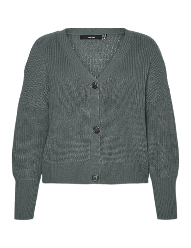 VERO MODA Curve Damen VMLEA LS V-Neck Cuff Cardigan NOOS CUR Strickjacke, Balsam Green, Medium von VERO MODA