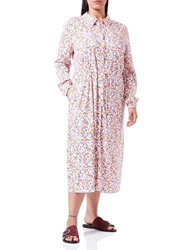 VERO MODA CURVE Women's VMARYA LS MIDI Shirt Dress-K Curve Midikleid, Snow White/AOP:Ditsy Sunflower, 44 von VERO MODA