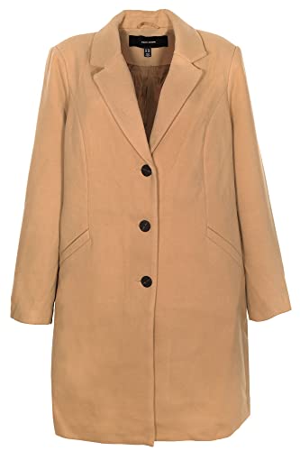 VERO MODA Cala Stine Mantel Kurzmantel Gehrock Longblazer Wollmantel Damen, Farbe:camel, Damengrößen:XXL von VERO MODA